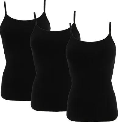 Produktbild von HERMKO 1560 3er Pack Damen Träger Top - 100% Baumwolle, Unterhemd in Feinripp-Qualität - Weich, Strapazierfähig & Vielseitig für jeden Look, Farbe:schwarz, Größe:40/42 (M)