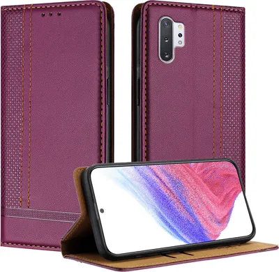 Obrázek produktu pro Pouzdro pro Samsung Galaxy Note 10 Plus kožené flipové pouzdro s funkcí stojánku Fialová