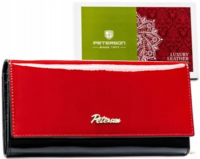 Obrázek produktu pro Peterson dámská peněženka kožená černá červená RFID 18,5x10 cm