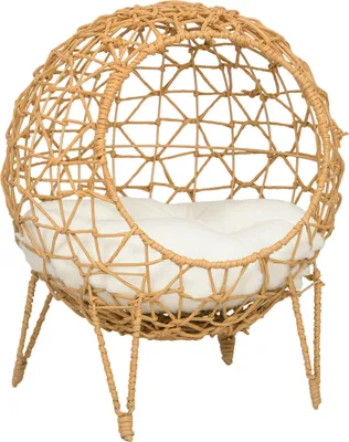 Image de PawHut : panier, niche, abri ou lit pour chat en rotin avec coussin, marron