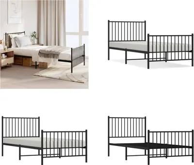 Imagen del producto de vidaXL Estructura de cama con cabecero y piecero de metal, color , 90x200 cm - Estructura de cama - Estructuras de cama - Marco de cama - Cama