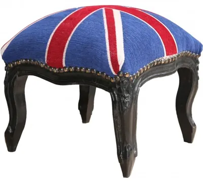 Zdjęcie produktu dla Casa Padrino barokowy podnóżek Union Jack / czarny - Stołek flaga angielska - antyczny styl Anglia
