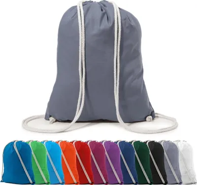 Produktbild von Rucksack Schuhbeutel Turnbeutel Sportbeutel Zuziehbeutel Gym Sack Baumwolle, in Farbe: Grau