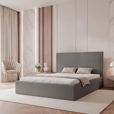 Produktbild von Polsterbett TIRANO 180x200 Grau Premium Plüsch mit Bettkasten & Lattenrost