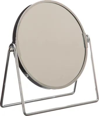Immagine prodotto di 5five Simply Smart | Specchio cosmetico - Rotondo - 17 cm - Argento - Bifacciale - Con ingrandimento - Supporto stabile