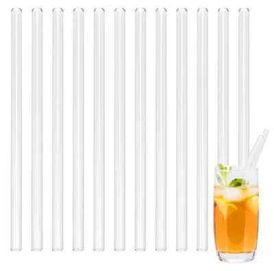 Produktbild von bremermann Glasstrohhalme Trinkhalme, Strohhalme - 12 Stück, 20 cm Länge inkl. 4 Reinigungsbürsten