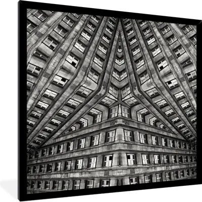 Produktbild von MuchoWow® Gerahmtes Poster Kunst - Schwarz - Weiß - Psychedelisch 40x40 cm - Poster mit Schwarzem Bilderrahmen Wandposter Rahmen Foto Bilder - Mit Rahmen - Wanddekoration Schlafzimmer