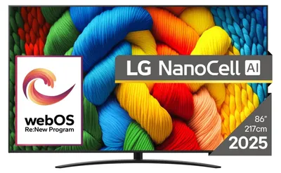 Zdjęcie produktu dla LG NanoCell AI 86NANO81A3A, 2,18 m (86"), 3840 x 2160 px, NanoCell, Smart TV, Wi-Fi, Czarny