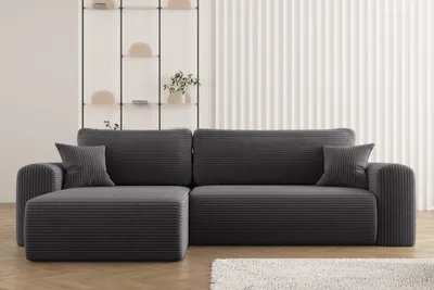 Produktbild von Kaiser Möbel Ecksofa mit Schlaffunktion L-förmiges Sofa Capri Stoff Poso Dunkelgrau Links