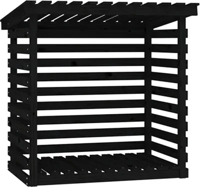 Zdjęcie produktu dla vidaXL Stojak na drewno opałowe czarny 108x73x108 cm lite drewno sosnowe