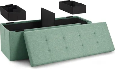 Produktbild von Blumtal Sitzbank mit Stauraum + 2 extra Boxen - Truhenbank mit Stauraum 110x38x38 cm - Sitztruhe mit Stauraum Türkis