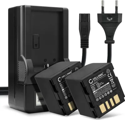 Produktbild von CELLONIC 2x Akku für Kamera Kompatibel mit JVC GR-D240, GR-D250, GR-D270, BN-VF714 - (1500mAh, 7.4V) + Ladegerät