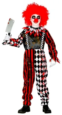 Obrázok produktu pre Halloweenský kostým "Klaun zabijak" pre deti - čierno-červený | Bloody Horror Suit Veľkosť: 164