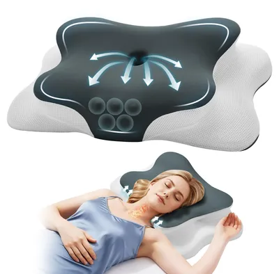 Obrázek produktu pro Omgoods – Ergonomická polštářka z paměťové pěny s odnímatelným potahem pro podporu krční páteře