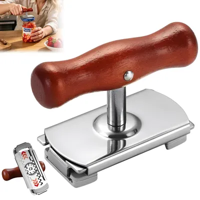Dosenöffner aus Edelstahl, verstellbar, mit Holzgriff, für Senioren