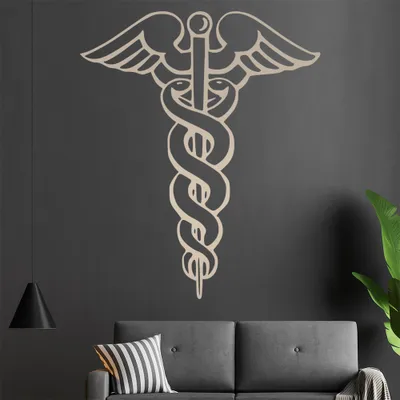 Produktbild von Äskulapstab Wandtattoo in 6 Größen - Wandaufkleber Wall Sticker - Dekoration, Küche, Wohnzimmer, Schlafzimmer, Badezimmer