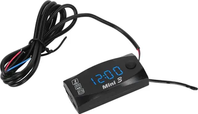 Image de compteur électronique LED étanche 3 en 1 Horloge digitale moto Thermomètre VoltmètreLumière bleue