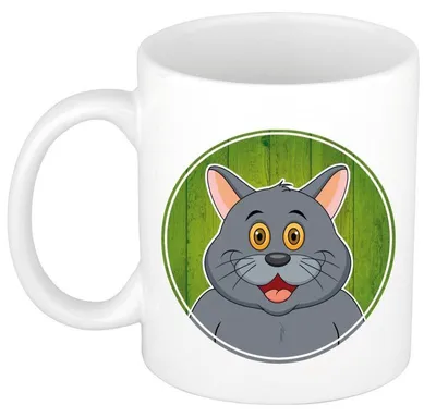 Produktbild von Becher Katze - grau - Keramik - 300 ml - Kinderbecher Katze