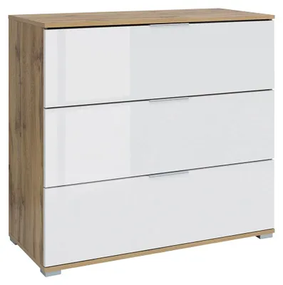 Produktbild von Kommode Selma mit 3 Schubladen, Weiß und Holzoptik, 95cm