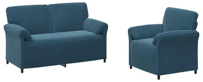 Produktbild von vidaXL Sofa Set 2 stk. Blau Samt