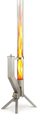 Produktbild von Feuerrohr Klassik – Edelstahl Feuersäule und Pelletfackel für tolles Ambiente Feuer – Alternative zu Feuerschale & Gartenkamin für Deine Terrasse (Silber)