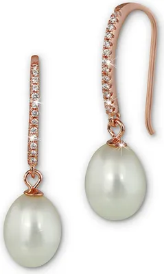 Produktbild von SilberDream Ohrhänger Perle rosegold Echt Silber weiß Ohrringe SDO1719WE