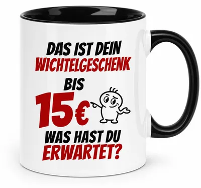 Wichtelgeschenk-Tasse, lustig, für Kollegen & Freunde, 1 Stück
