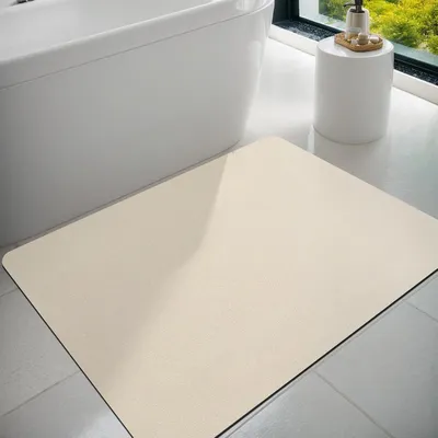 Produktbild von Badematte 60 x 90 cm, hellbeige, Antirutsch-Gummi, saugfähig, für Badezimmer