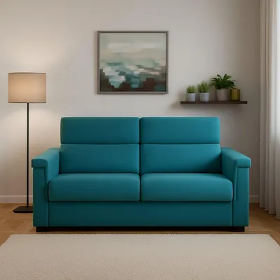 Immagine prodotto di Rigolato - Divano Letto 2 Posti, 185x95 cm Azzurro, Sfoderabile Italy