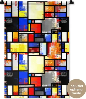 Produktbild von MuchoWow® Wandteppich Wandbehang Malerei - Mondrian - Alte Meister 60x90 cm Tapisserie Dekoration Wandtuch - Foto-Teppich - Abwaschbar