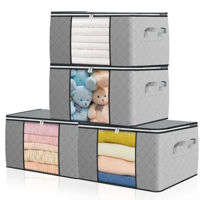 Produktbild von GoMaihe 4 Stück 90L Aufbewahrungstasche Groß, Aufbewahrungsbox mit Deckel Verstä