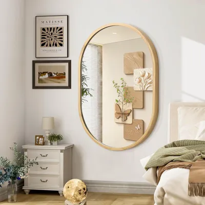 Image de Miroir mural ovale 70x50 cm - Cadre en métal moderne pour décoration murale