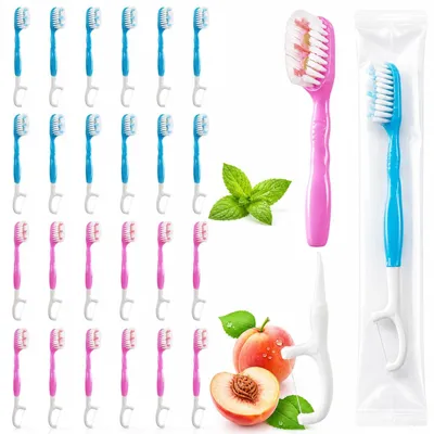 Produktbild von Mini-Zahnbürsten-Set mit Zahnseide und Zungenreiniger für Reisen