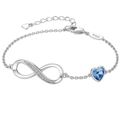 Immagine prodotto di S&T DESIGN Bracciale d'argento Bracciale infinito Donna Cuore infinito in argento 925 (argento vero, confezione inclusa), Bracciale regolabile Regalo