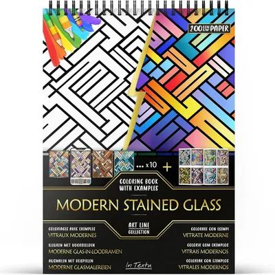 Productafbeelding van Kleurboek voor Volwassenen Moderne glas-in-loodramen, 200 g/m²