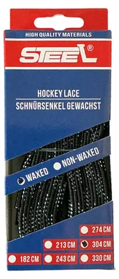 Produktbild von Schnürsenkel STEEL gewachst schwarz/weiß 96"/244cm