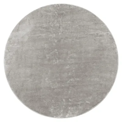 Produktbild von Waschbarer Teppich Wohnzimmer Kurzflor Einfarbiger Moderner Stil Weich Grau Grösse Ø 120 cm Rund