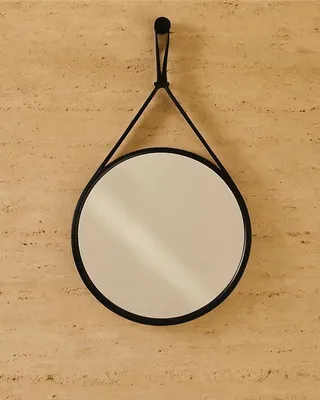 Immagine prodotto di Specchio 60 cm Bagno Tondo con Cornice Ecopelle Nero