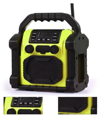 Produktbild von FM Radio Bluetooth Box IP66, tragbarer Outdoor Lautsprecher mit LED Taschenlampe, 4000mAh Akku, Powerbank, Garage Baustelle Camping