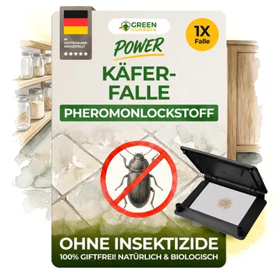 Produktbild von Käfer Klebefalle -1x Falle- Wirksam Käfer bekämpfen, Mittel gegen Käfer, Käferfallen Küche & Wohnung, Chemiefrei & Sicher mit Pheromon-Lockstoff