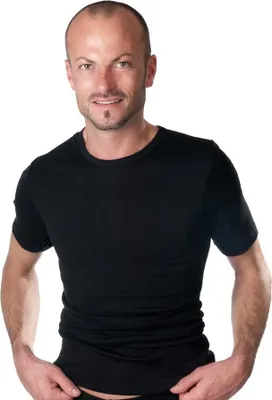 Produktbild von HERMKO 16800 Herren kurzarm Shirt Unterhemd mit 1/4-Arm aus Baumwolle / Modal, Halbarm T-Shirt Standard 100. 06.0.41689. 06.0.41689, Größe:D 7 = EU XL, Farbe:schwarz