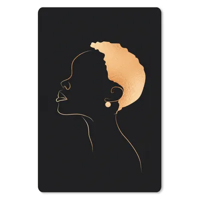 Produktbild von MuchoWow® Mauspad Mousepad Frau - Strichzeichnung - Schwarz und Gold 40x60 cm - Mousepads - Maus Mat - Pad - Mausunterlage - Schreibtisch Accesoire