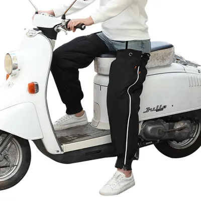 Zdjęcie produktu dla Ocieplacze na kolana motocyklowe, zimowe, wodoodporne, wiatroodporne, z zamkiem błyskawicznym i podszewką z polaru, czarne