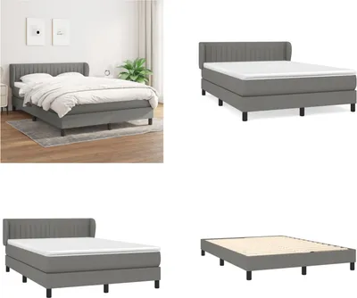 Produktbild von vidaXL Boxspringbett mit Matratze Dunkelgrau 140x190 cm Stoff - Boxspringbett - Boxspringbetten - Bett - Schlafzimmermöbel