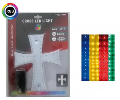 Obrázok produktu pre LED svetelný kríž, viacfarebný (RGB), 84 LED, 12 V/24 V, 245 x 200 mm