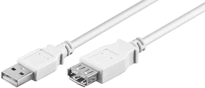 Produktbild von Goobay USB 2.0 A M/F 0.3m, 0,3 m, USB A, USB A, USB 2.0, Männlich/Weiblich, Weiß