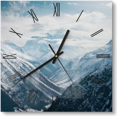Produktbild von DEQORI Glasuhr 30x30 cm Römisch 'Alpenmajestät' Wanduhr Glas Uhr Design leise Küchenuhr