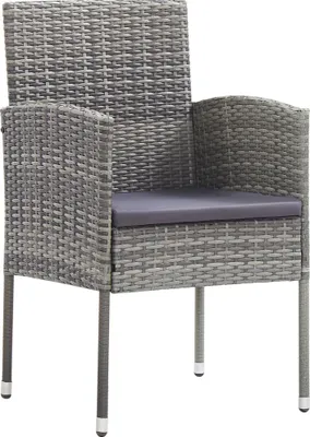 Immagine prodotto di vidaXL Sedie da giardino con cuscini in grigio scuro 4 pz. Polirattan grigio