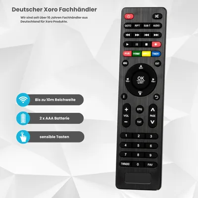 Produktbild von Fernbedienung für Xoro HRS 8560 / 8660 / 8670 - HRK 7560 / 7660 - HRT 7620 Ersatzfernbedienung (Deutscher Xoro Fachhändler)
