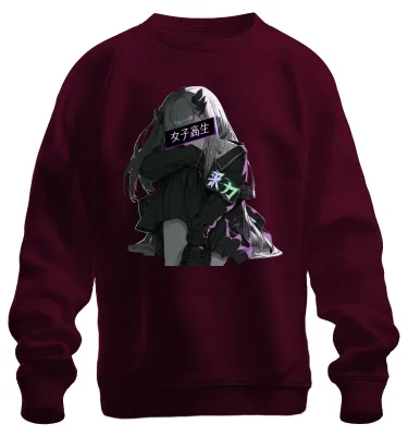 Immagine prodotto di anime Gothic Emo Traurig Vaporwave Neon Ästhetisch Kawaii Unisex Felpa Pullover, Borgogna, L
